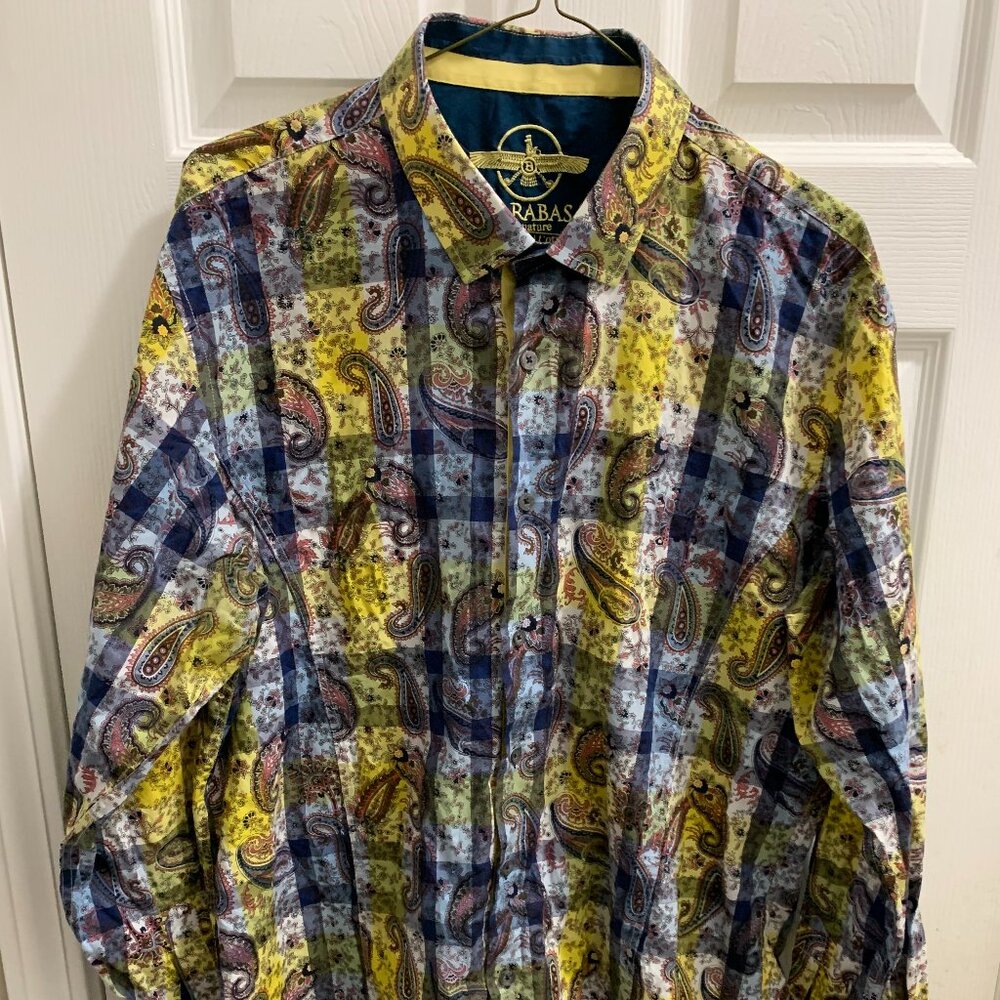 Barabas Men's Multicolor Multicolor Slim Fit Paisley Long Sleeve Cotton Shirt.